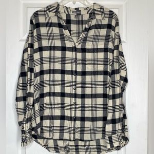 Women's Falls Creek Plaid Flannel Button-up Shirt Silver Metallic Thread Sz 1x